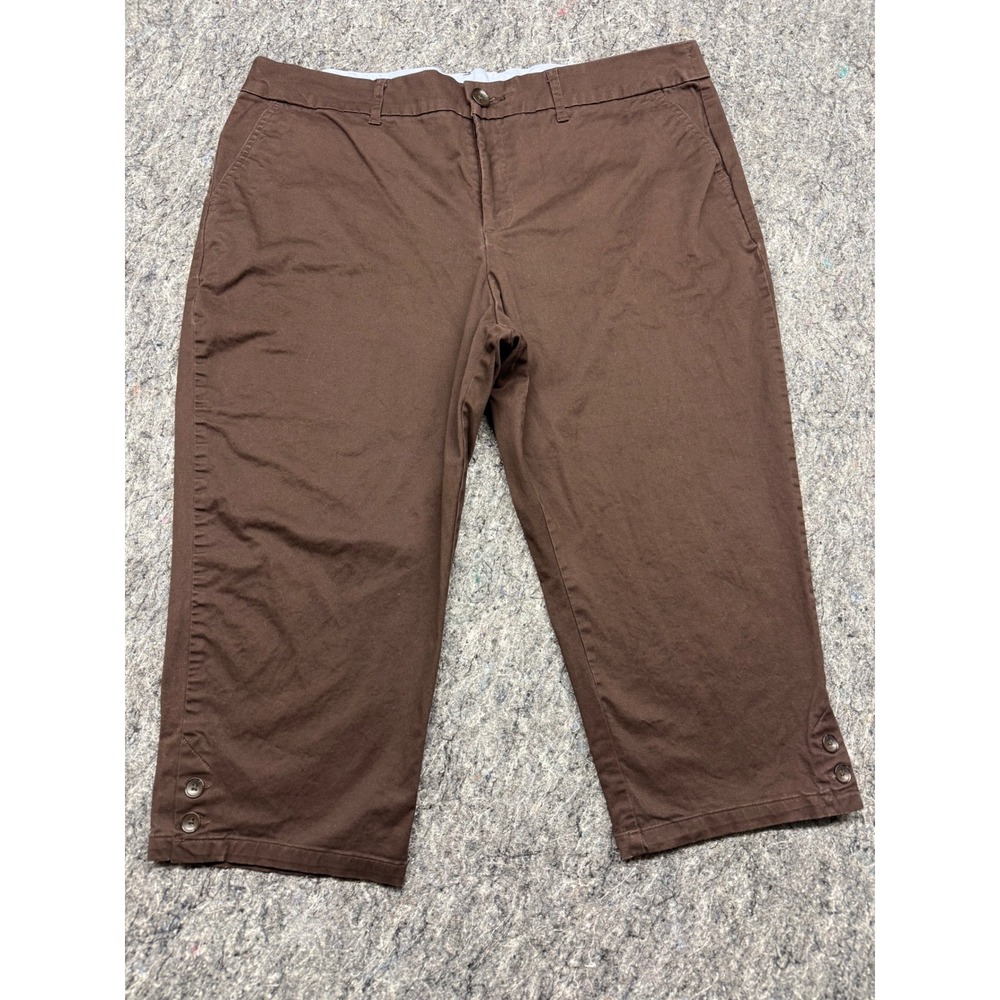Croft & Barrow Effortless Stretch Capri‎ Pants Brown Size 18 Button Hem Cropped